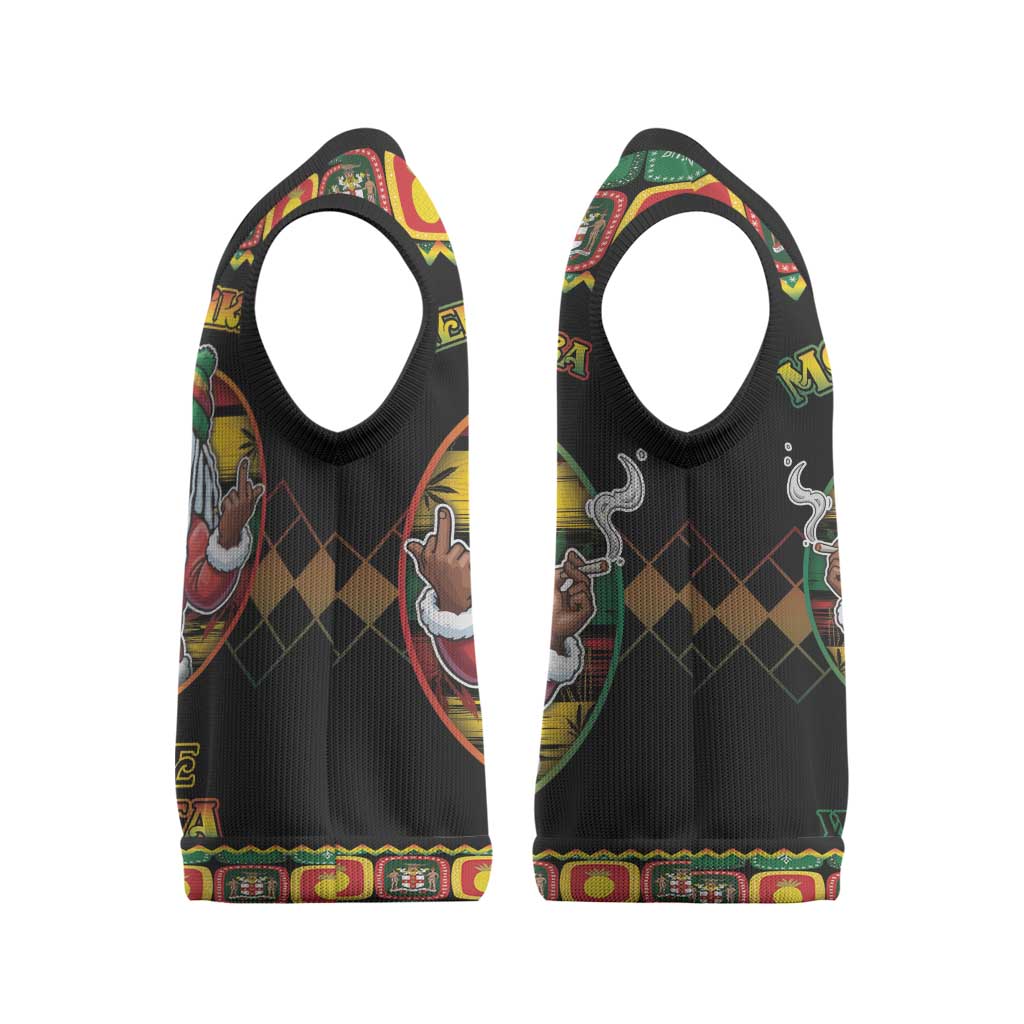 Jamaica Christmas Knitted V-Neck Vest Most Likely To Smoke With Santa - Wonder Print Shop