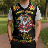 Jamaica Christmas Knitted V-Neck Vest Most Likely To Smoke With Santa - Wonder Print Shop