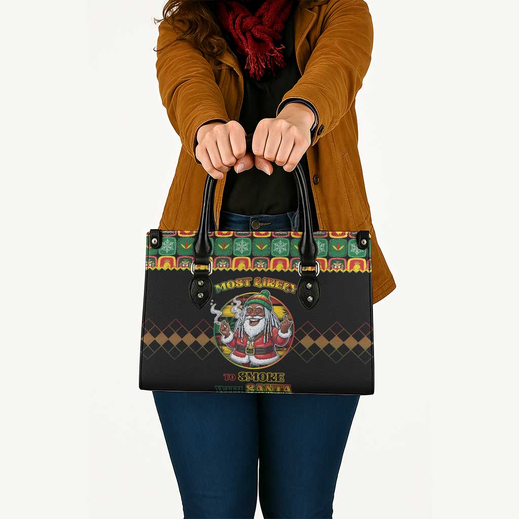 Jamaica Christmas Leather Bag Most Likely To Smoke With Santa - Wonder Print Shop