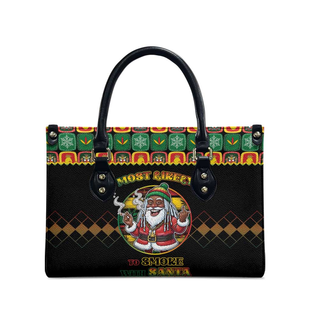 Jamaica Christmas Leather Bag Most Likely To Smoke With Santa - Wonder Print Shop