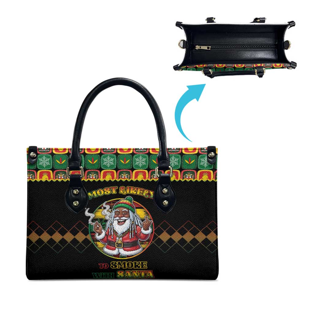 Jamaica Christmas Leather Bag Most Likely To Smoke With Santa - Wonder Print Shop