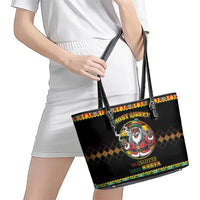 Jamaica Christmas Leather Tote Bag Most Likely To Smoke With Santa - Wonder Print Shop