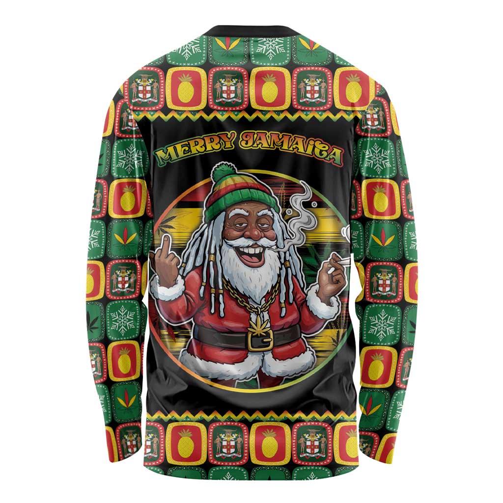 Jamaica Christmas Long Sleeve Shirt Most Likely To Smoke With Santa - Wonder Print Shop