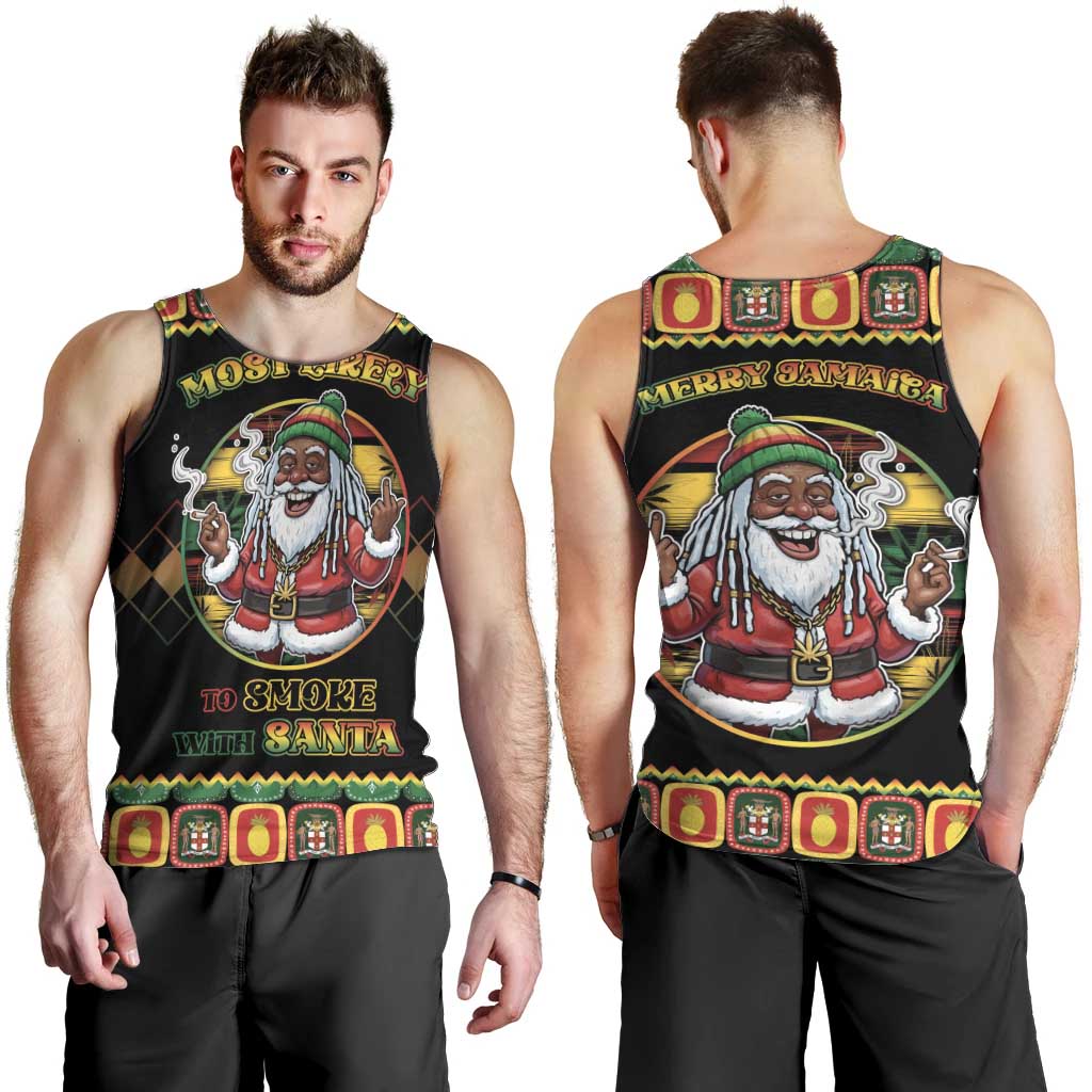 Jamaica Christmas Men Tank Top Most Likely To Smoke With Santa - Wonder Print Shop