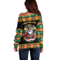 Jamaica Christmas Off Shoulder Sweater Most Likely To Smoke With Santa - Wonder Print Shop