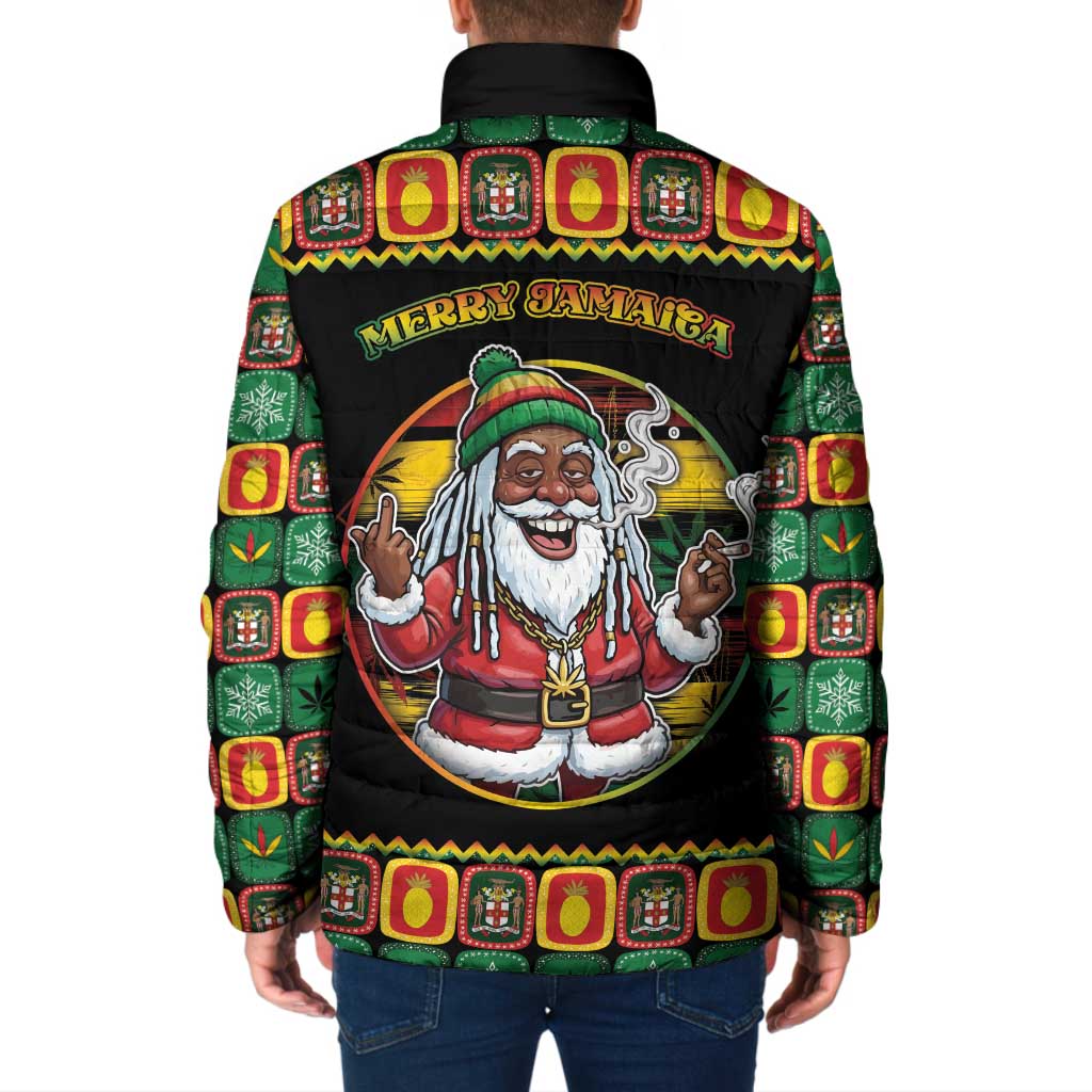 Jamaica Christmas Padded Jacket Most Likely To Smoke With Santa - Wonder Print Shop