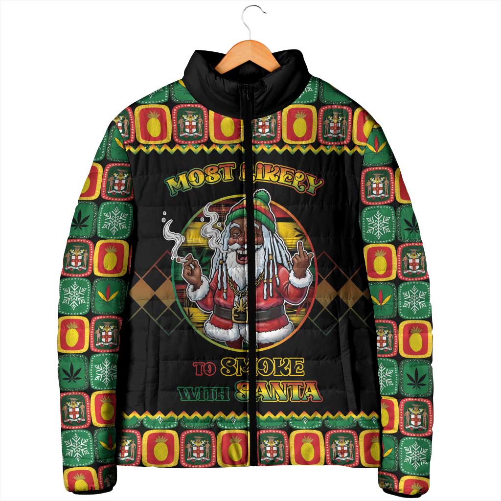Jamaica Christmas Padded Jacket Most Likely To Smoke With Santa - Wonder Print Shop