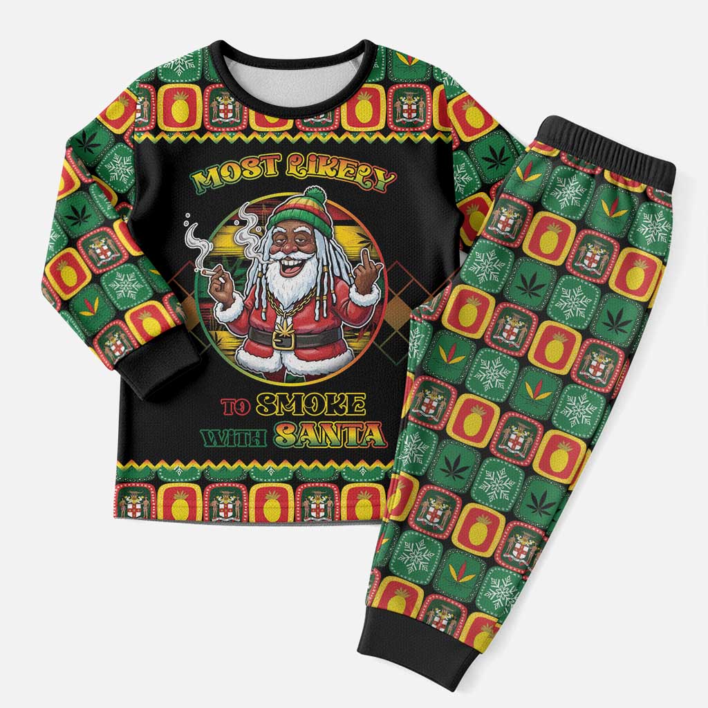 Jamaica Christmas Pajama Set Most Likely To Smoke With Santa - Wonder Print Shop