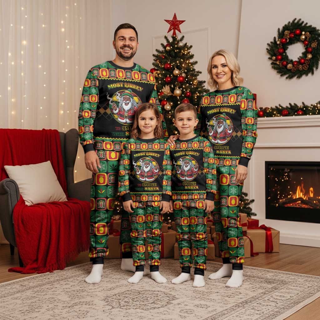 Jamaica Christmas Pajama Set Most Likely To Smoke With Santa - Wonder Print Shop