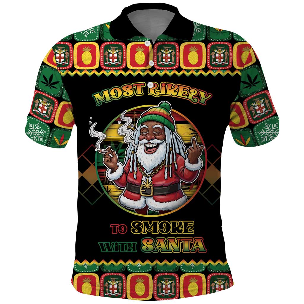 Jamaica Christmas Polo Shirt Most Likely To Smoke With Santa - Wonder Print Shop