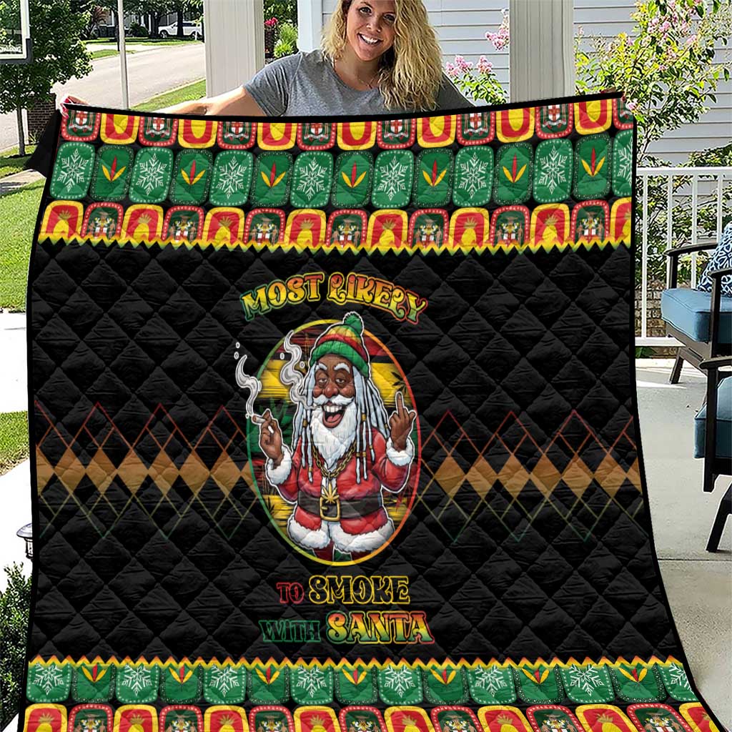 Jamaica Christmas Quilt Most Likely To Smoke With Santa - Wonder Print Shop