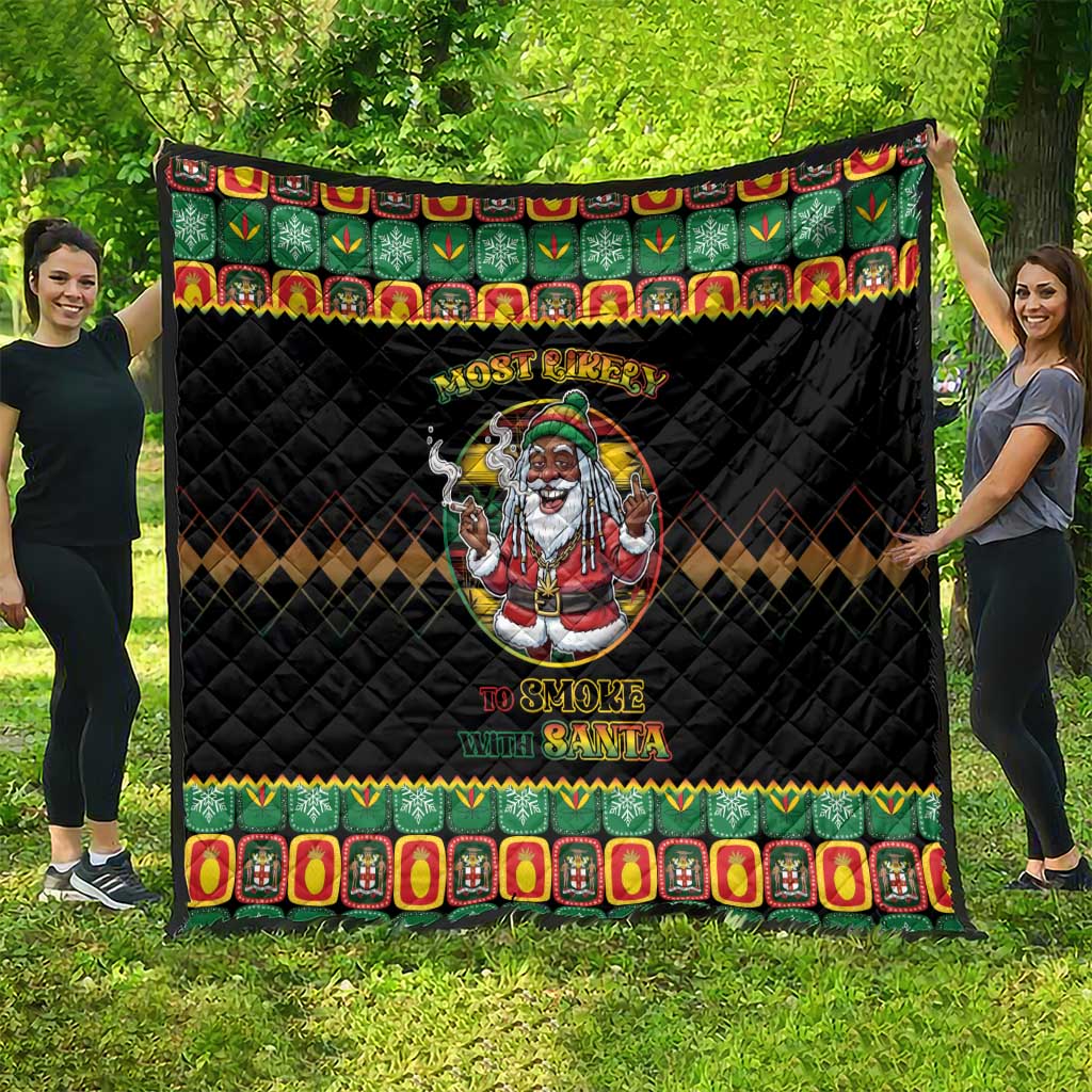 Jamaica Christmas Quilt Most Likely To Smoke With Santa - Wonder Print Shop