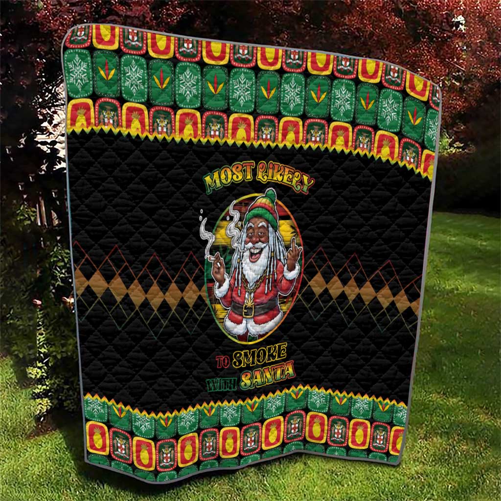Jamaica Christmas Quilt Most Likely To Smoke With Santa - Wonder Print Shop
