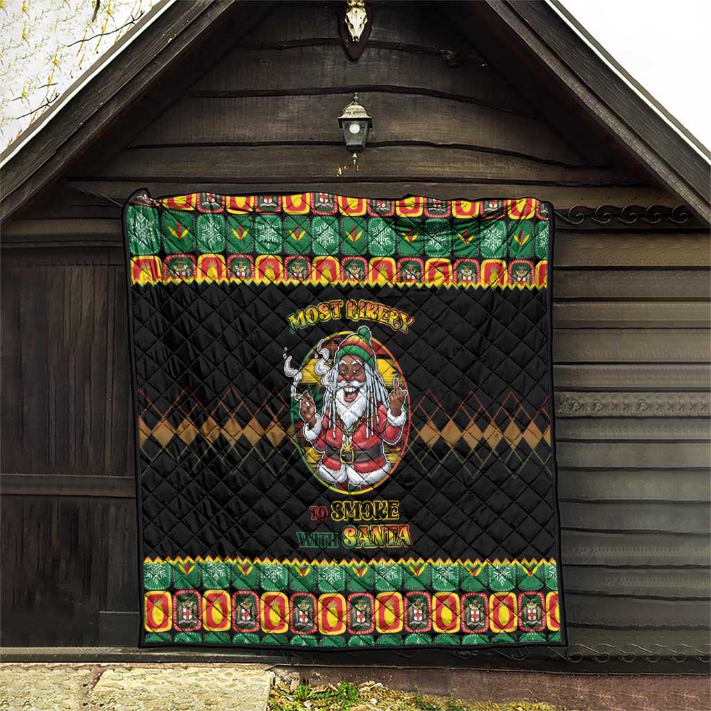 Jamaica Christmas Quilt Most Likely To Smoke With Santa - Wonder Print Shop