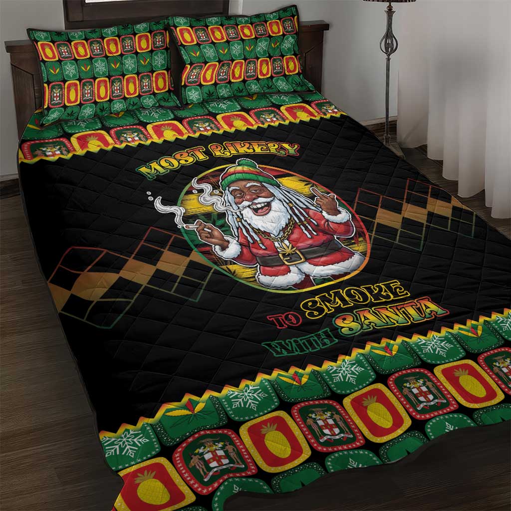 Jamaica Christmas Quilt Bed Set Most Likely To Smoke With Santa - Wonder Print Shop