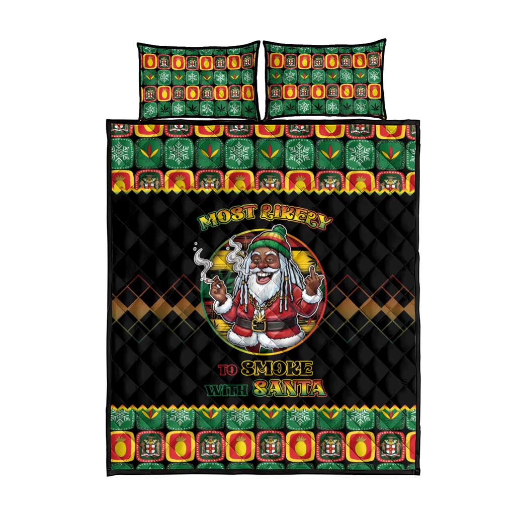 Jamaica Christmas Quilt Bed Set Most Likely To Smoke With Santa - Wonder Print Shop