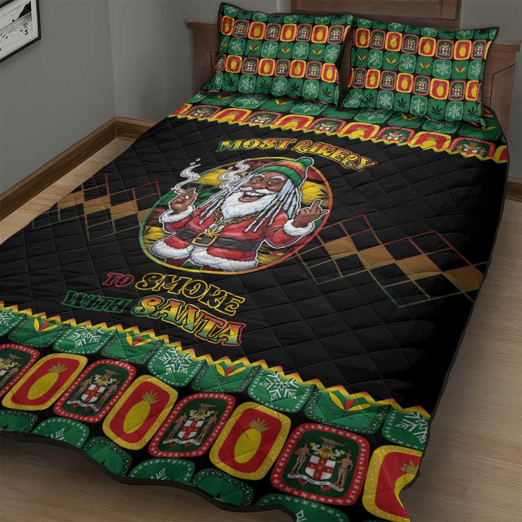 Jamaica Christmas Quilt Bed Set Most Likely To Smoke With Santa - Wonder Print Shop