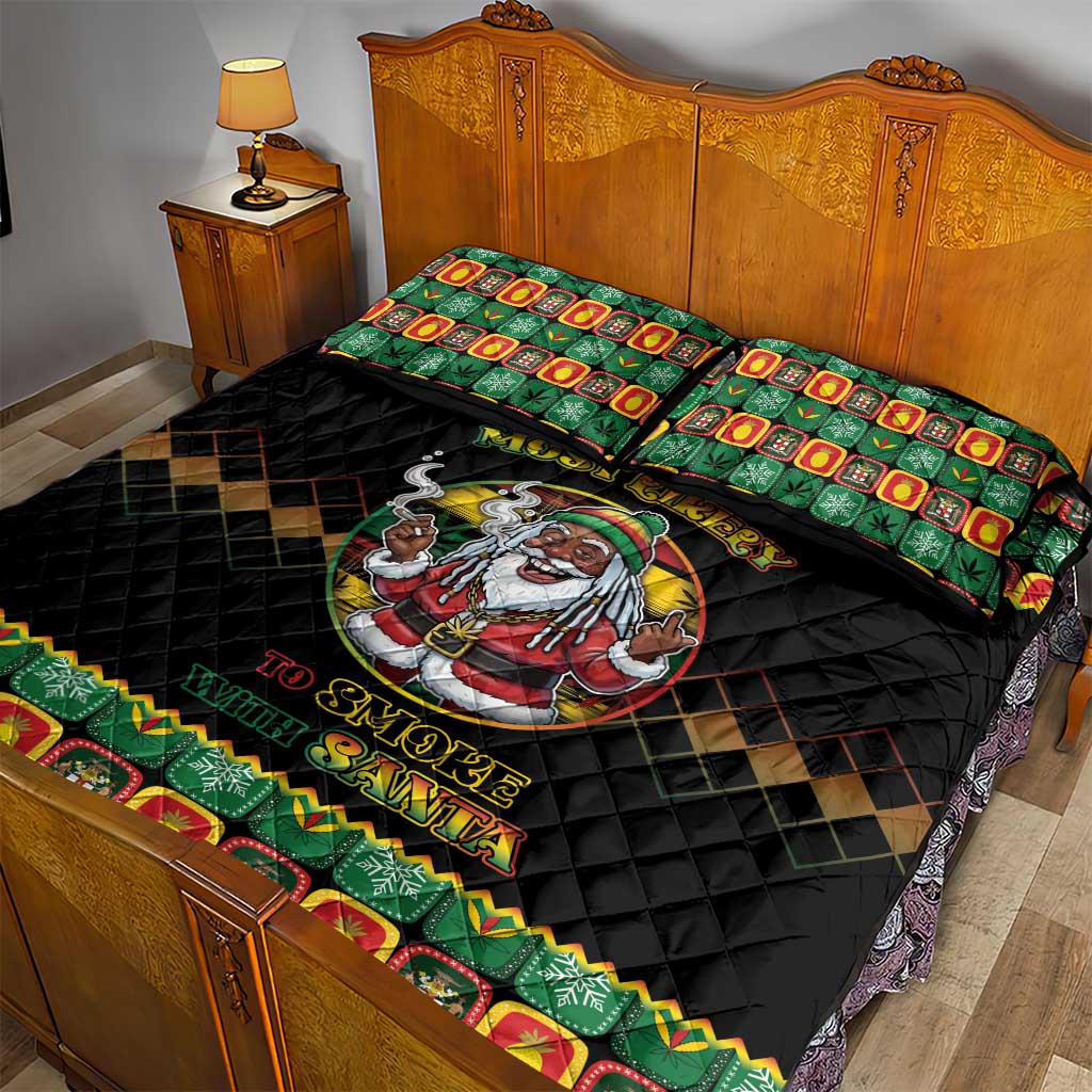 Jamaica Christmas Quilt Bed Set Most Likely To Smoke With Santa - Wonder Print Shop