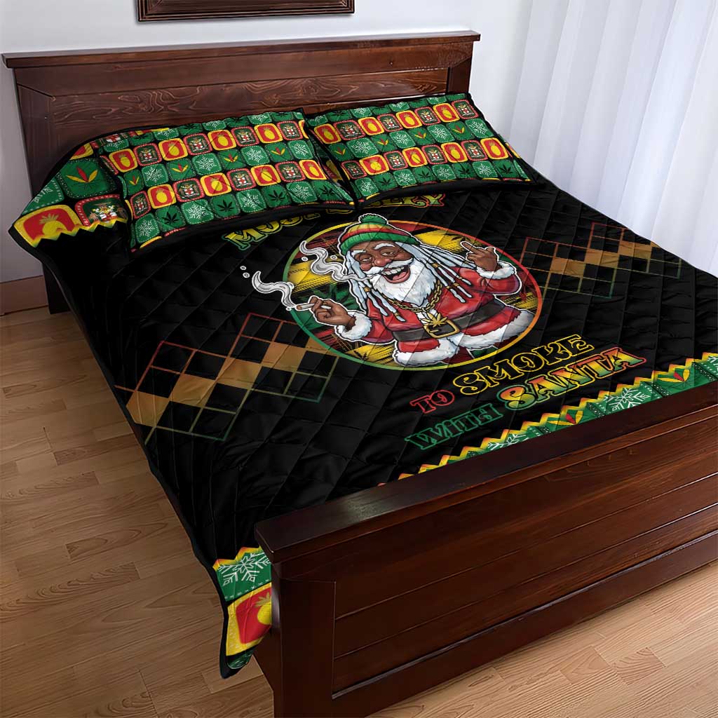 Jamaica Christmas Quilt Bed Set Most Likely To Smoke With Santa - Wonder Print Shop