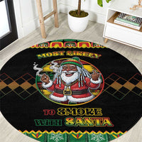Jamaica Christmas Round Carpet Most Likely To Smoke With Santa - Wonder Print Shop