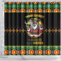 Jamaica Christmas Shower Curtain Most Likely To Smoke With Santa - Wonder Print Shop