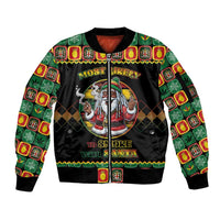 Jamaica Christmas Sleeve Zip Bomber Jacket Most Likely To Smoke With Santa - Wonder Print Shop