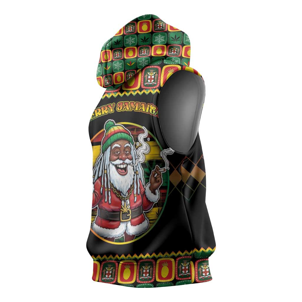 Jamaica Christmas Sleeveless Hoodie Most Likely To Smoke With Santa - Wonder Print Shop