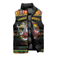 Jamaica Christmas Sleeveless Puffer Jacket Most Likely To Smoke With Santa - Wonder Print Shop