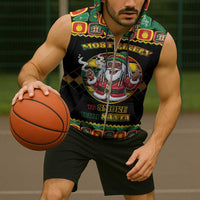 Jamaica Christmas Sleeveless Zip Hoodie Most Likely To Smoke With Santa - Wonder Print Shop
