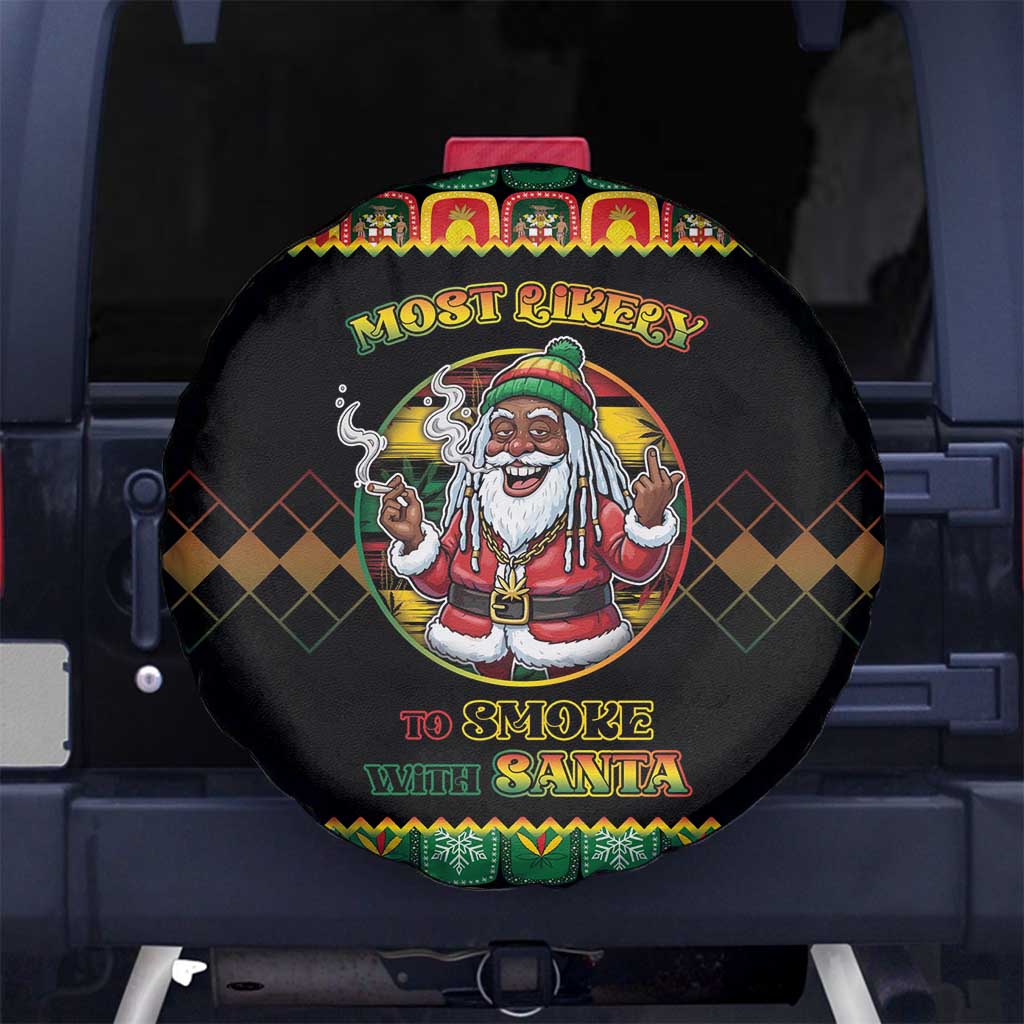 Jamaica Christmas Spare Tire Cover Most Likely To Smoke With Santa - Wonder Print Shop