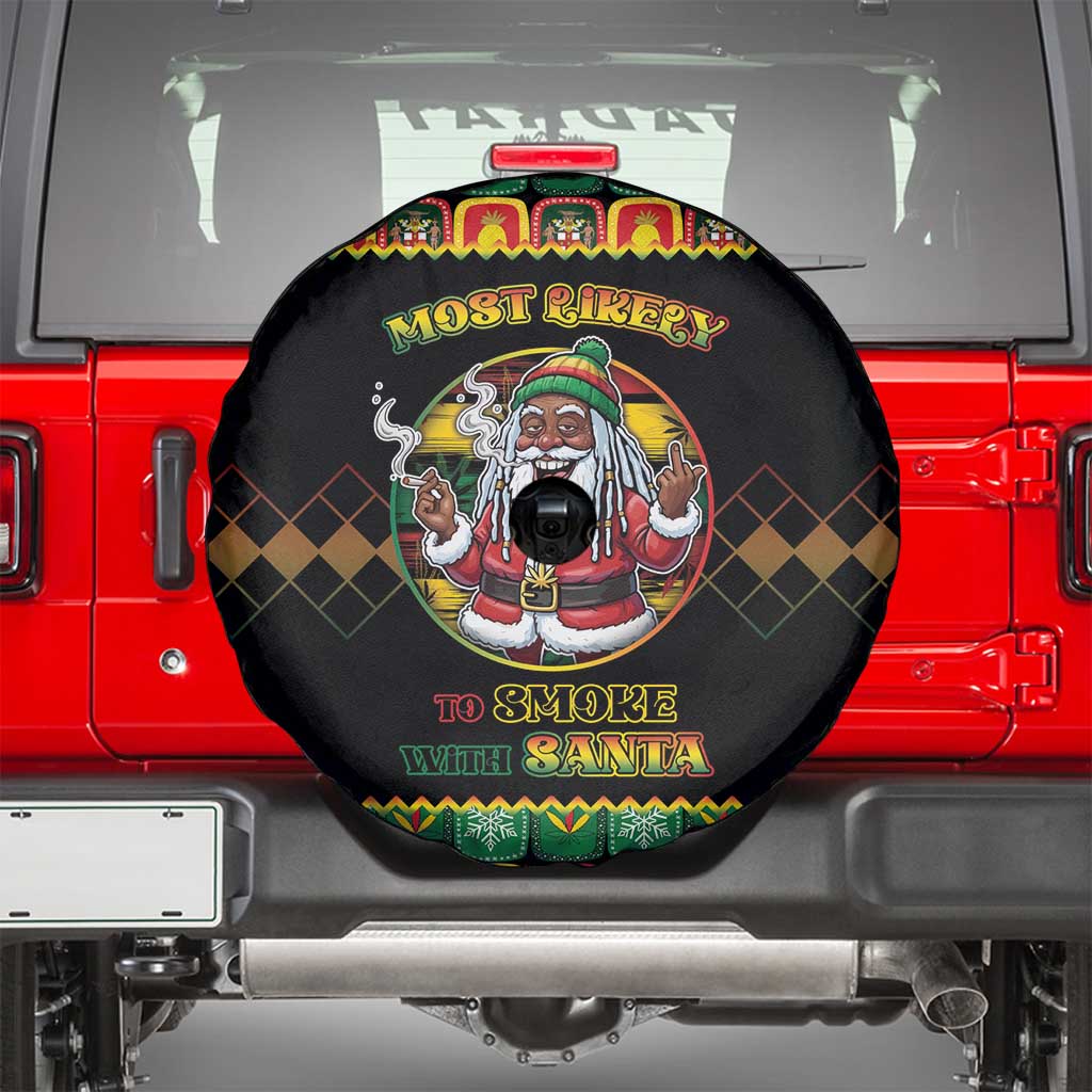 Jamaica Christmas Spare Tire Cover Most Likely To Smoke With Santa - Wonder Print Shop