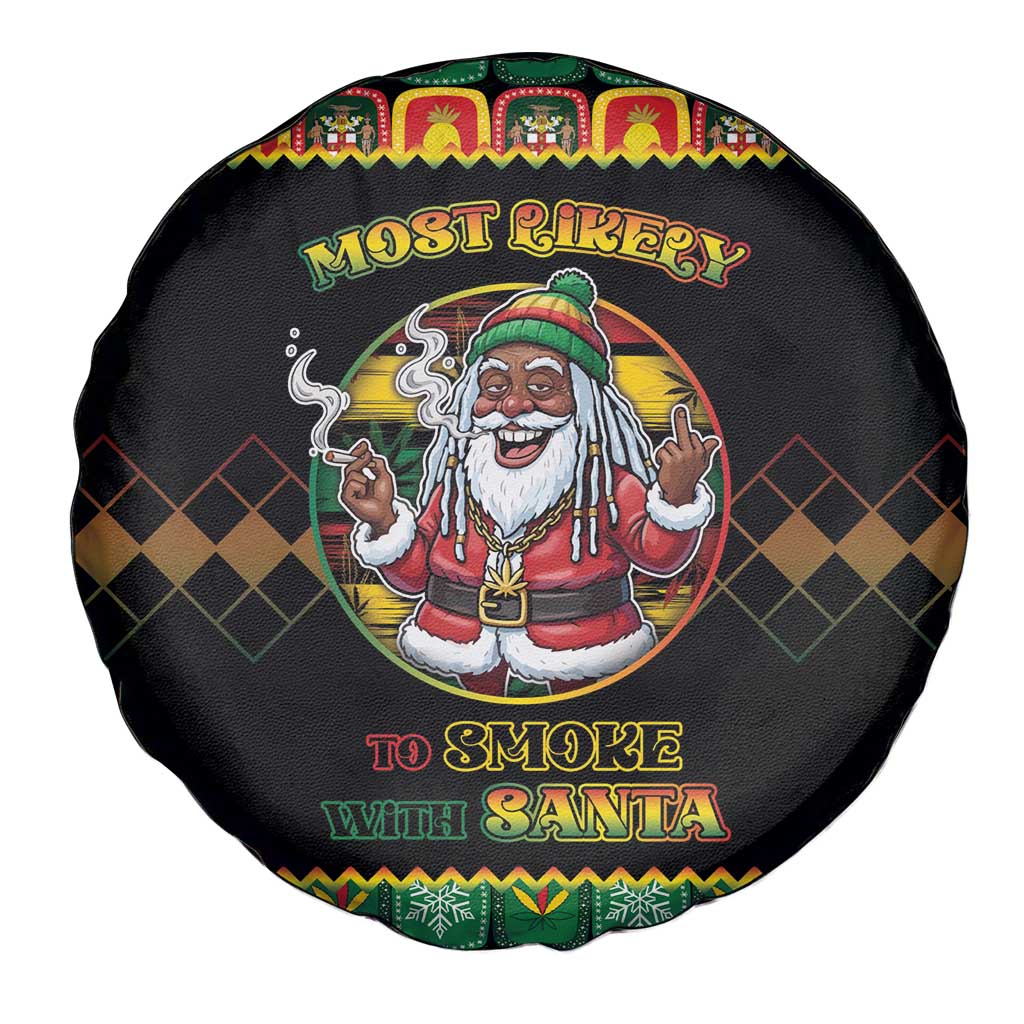 Jamaica Christmas Spare Tire Cover Most Likely To Smoke With Santa - Wonder Print Shop