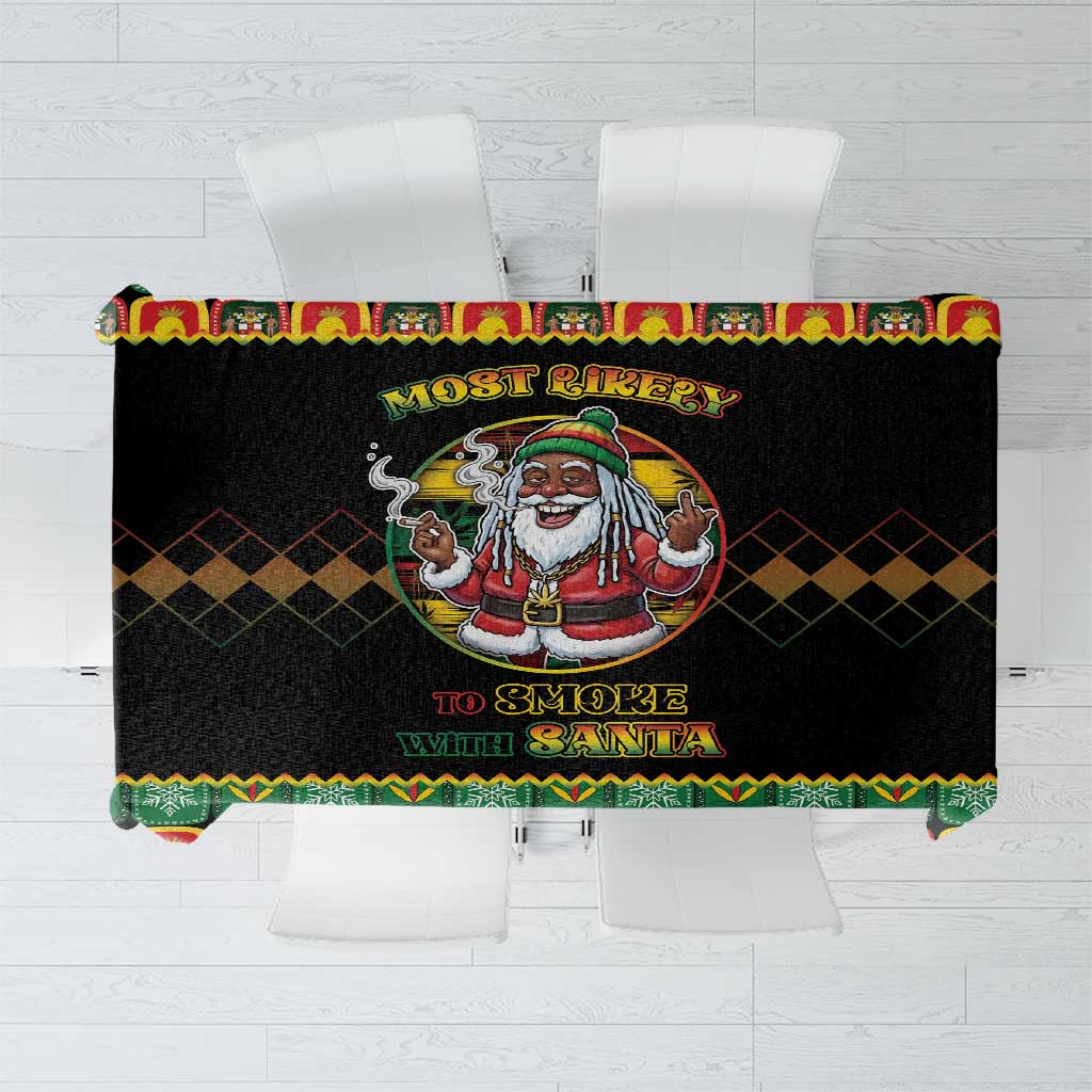 Jamaica Christmas Tablecloth Most Likely To Smoke With Santa - Wonder Print Shop