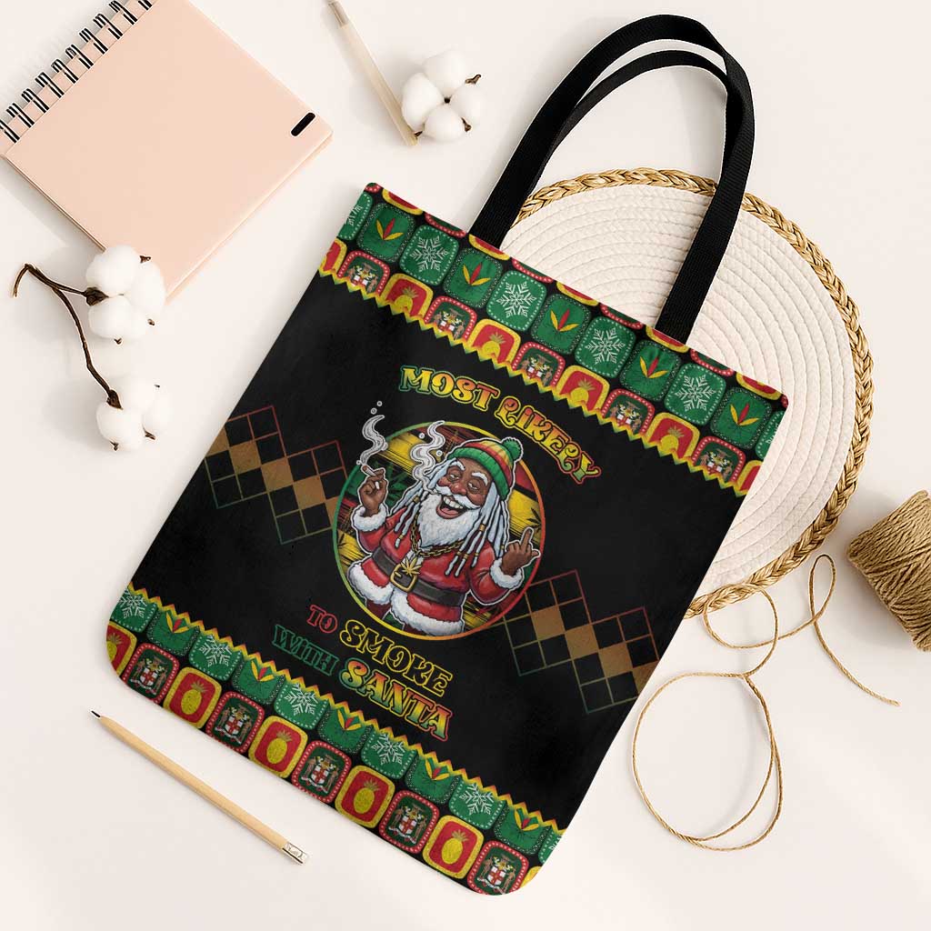 Jamaica Christmas Tote Bag Most Likely To Smoke With Santa - Wonder Print Shop