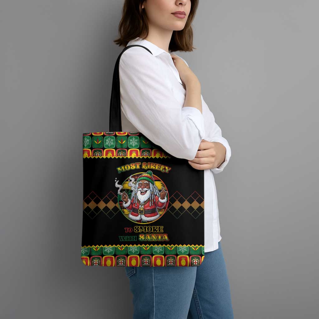 Jamaica Christmas Tote Bag Most Likely To Smoke With Santa - Wonder Print Shop