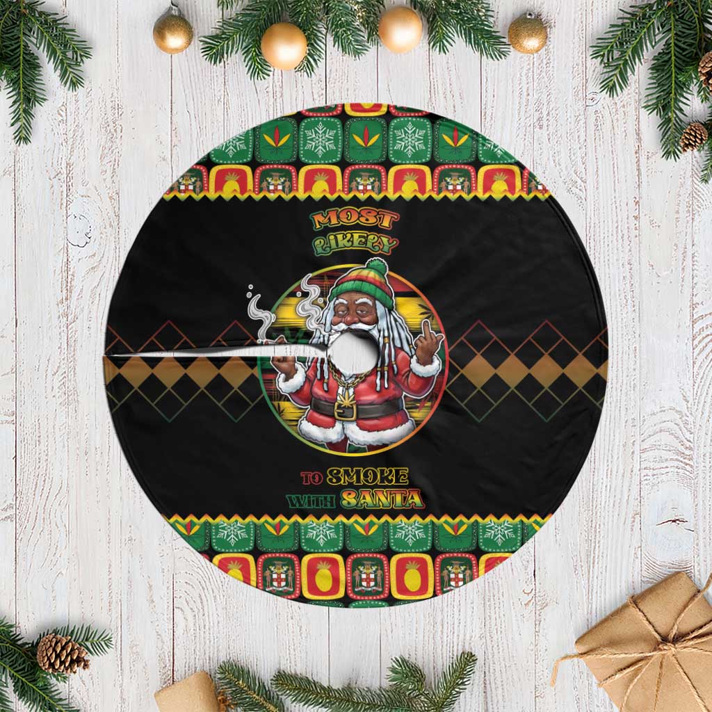 Jamaica Christmas Tree Skirt Most Likely To Smoke With Santa - Wonder Print Shop