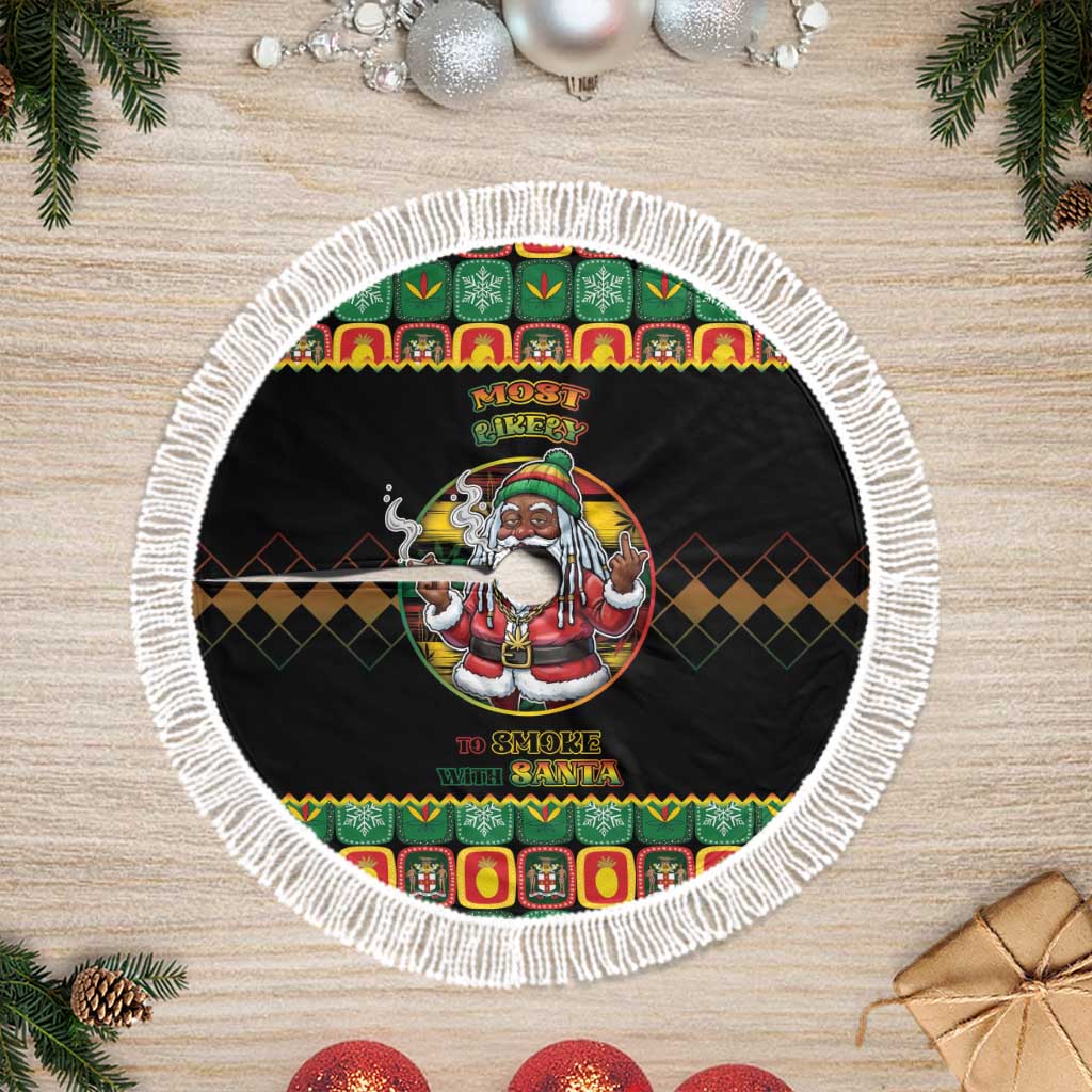 Jamaica Christmas Tree Skirt Most Likely To Smoke With Santa - Wonder Print Shop
