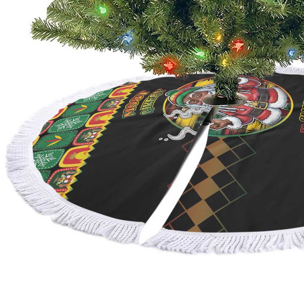 Jamaica Christmas Tree Skirt Most Likely To Smoke With Santa - Wonder Print Shop