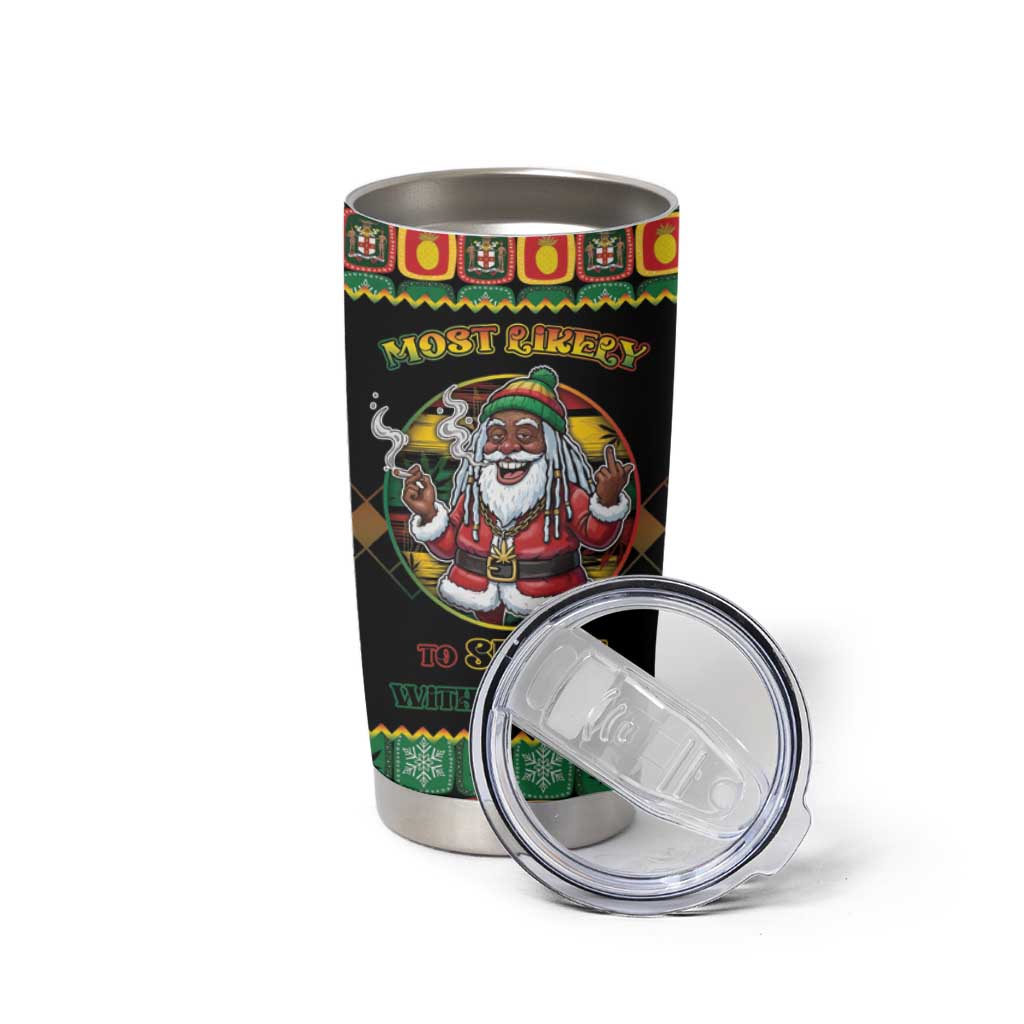Jamaica Christmas Tumbler Cup Most Likely To Smoke With Santa - Wonder Print Shop