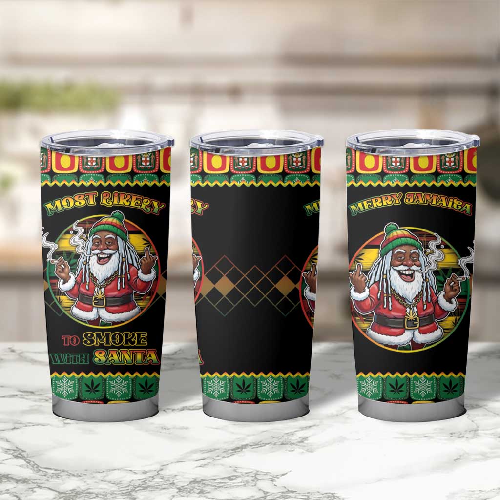 Jamaica Christmas Tumbler Cup Most Likely To Smoke With Santa - Wonder Print Shop