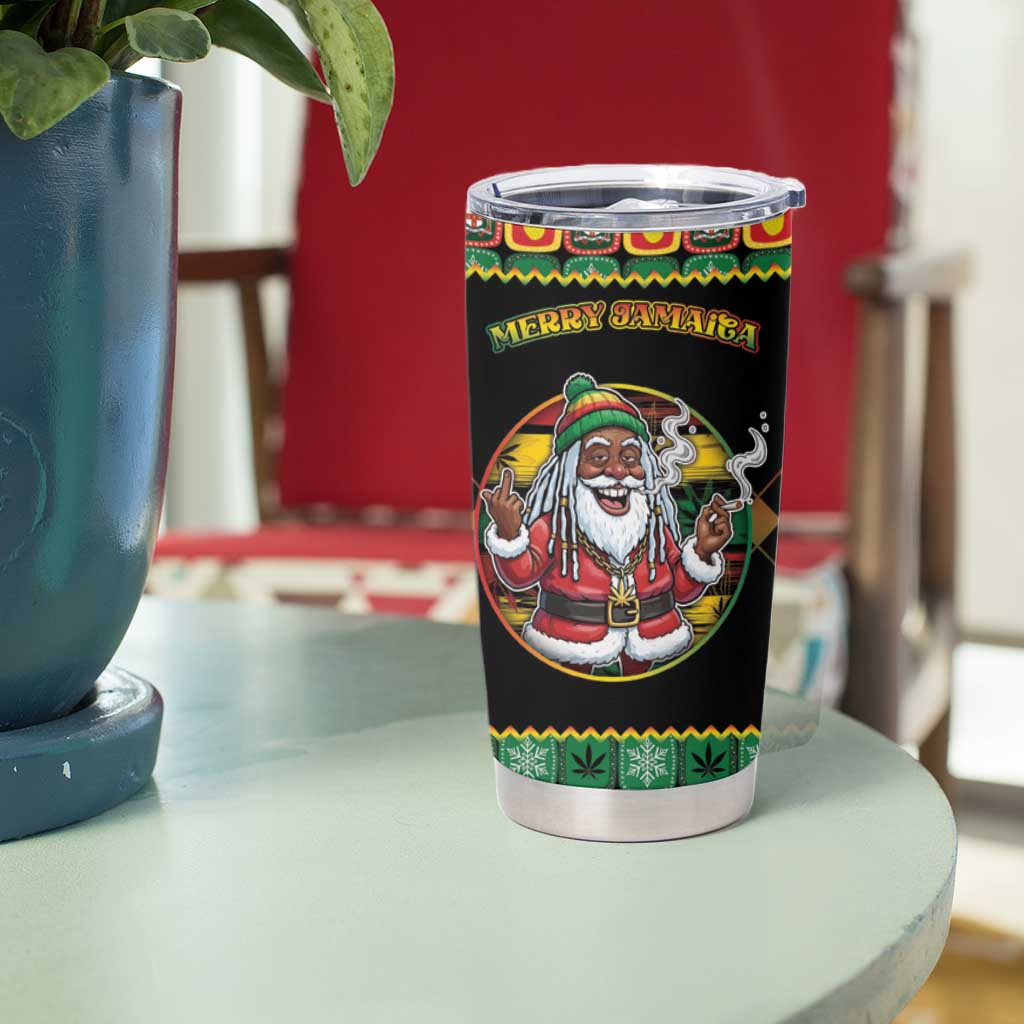 Jamaica Christmas Tumbler Cup Most Likely To Smoke With Santa - Wonder Print Shop