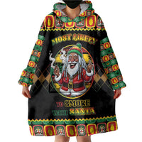 Jamaica Christmas Wearable Blanket Hoodie Most Likely To Smoke With Santa - Wonder Print Shop