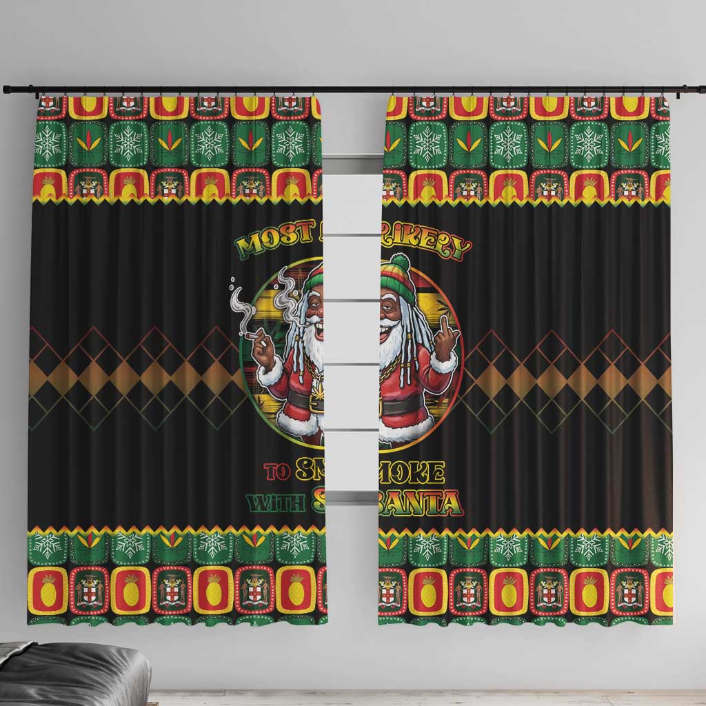 Jamaica Christmas Window Curtain Most Likely To Smoke With Santa - Wonder Print Shop