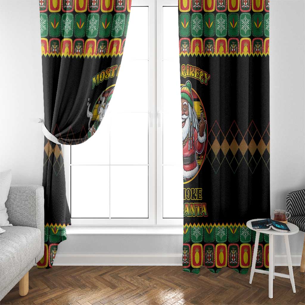 Jamaica Christmas Window Curtain Most Likely To Smoke With Santa - Wonder Print Shop