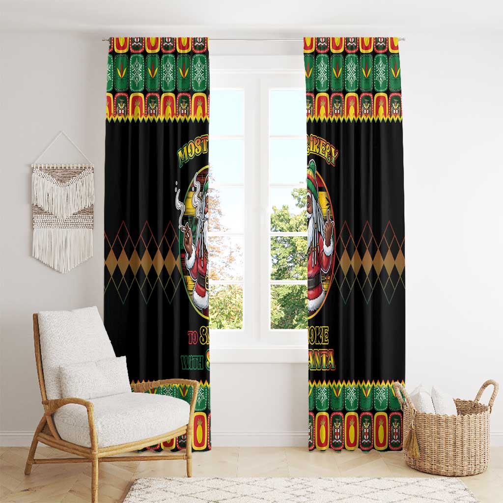 Jamaica Christmas Window Curtain Most Likely To Smoke With Santa - Wonder Print Shop