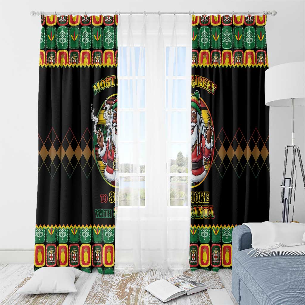Jamaica Christmas Window Curtain Most Likely To Smoke With Santa - Wonder Print Shop