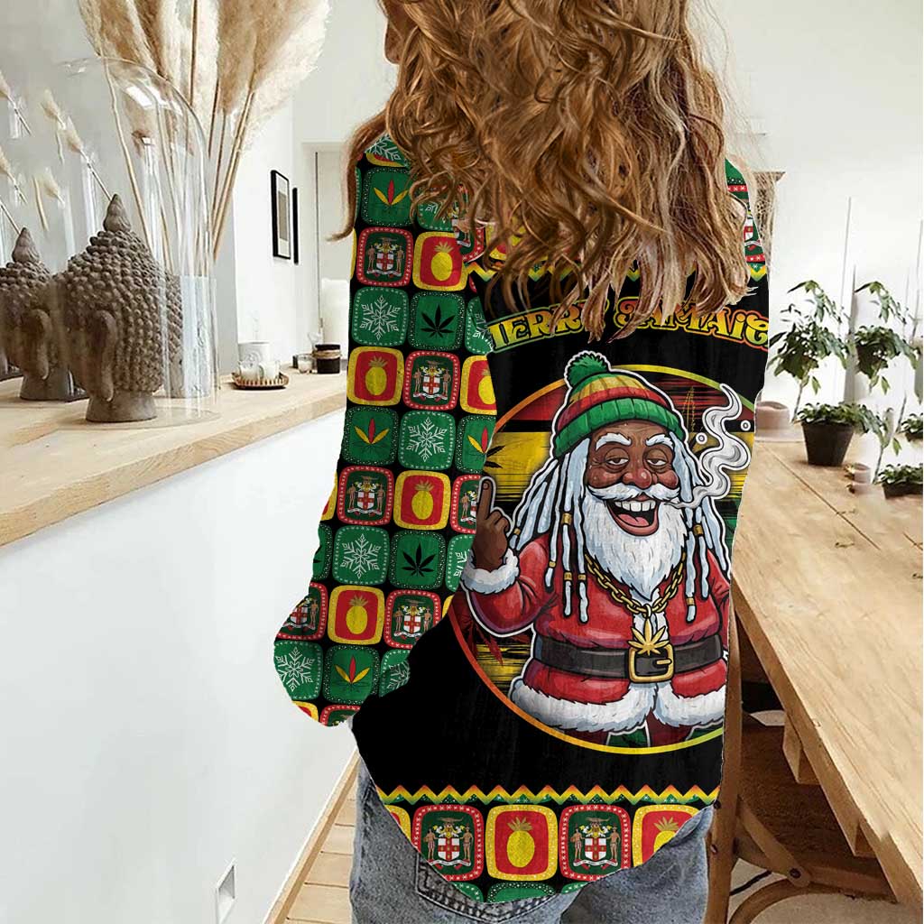 Jamaica Christmas Women Casual Shirt Most Likely To Smoke With Santa - Wonder Print Shop