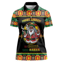 Jamaica Christmas Women Polo Shirt Most Likely To Smoke With Santa - Wonder Print Shop