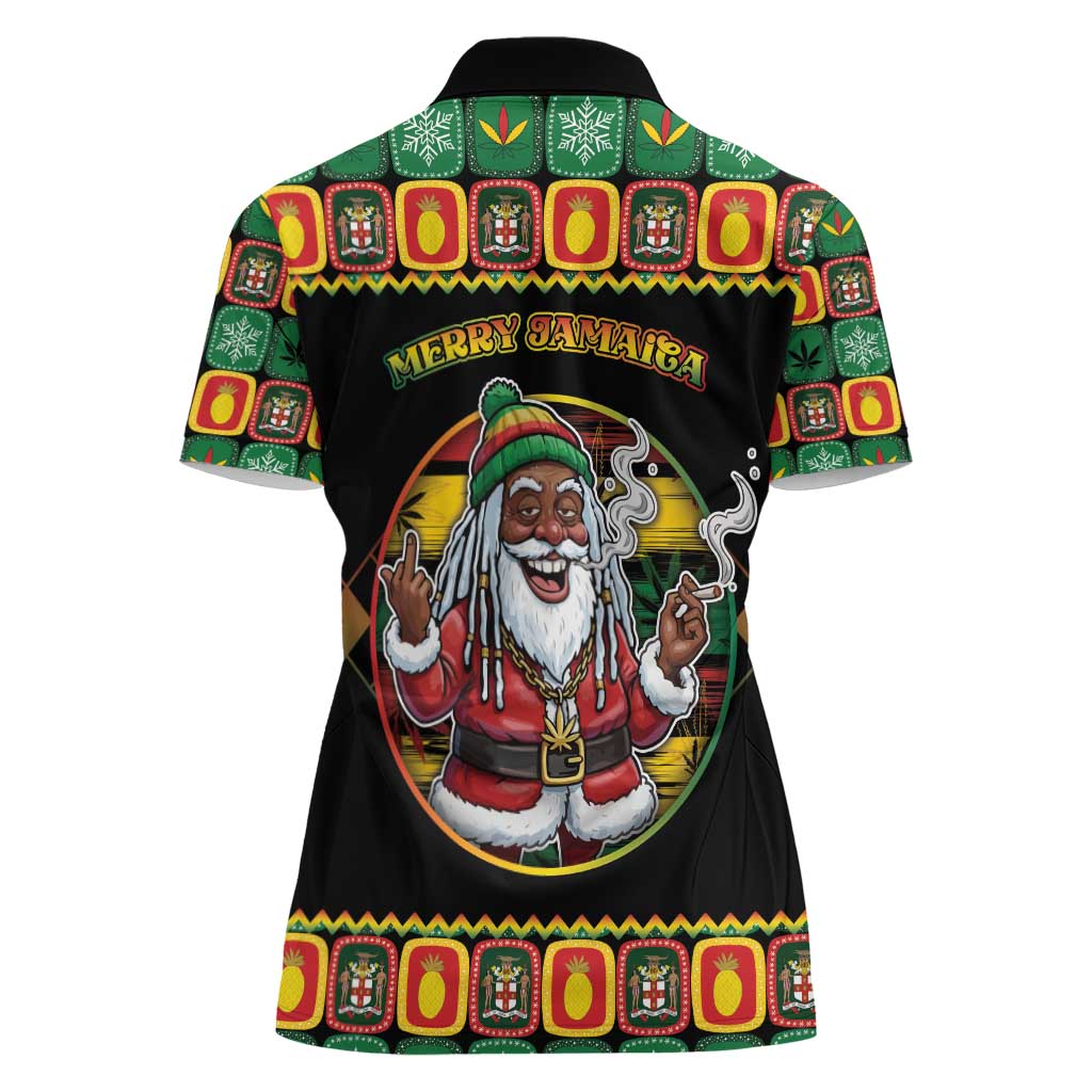 Jamaica Christmas Women Polo Shirt Most Likely To Smoke With Santa - Wonder Print Shop