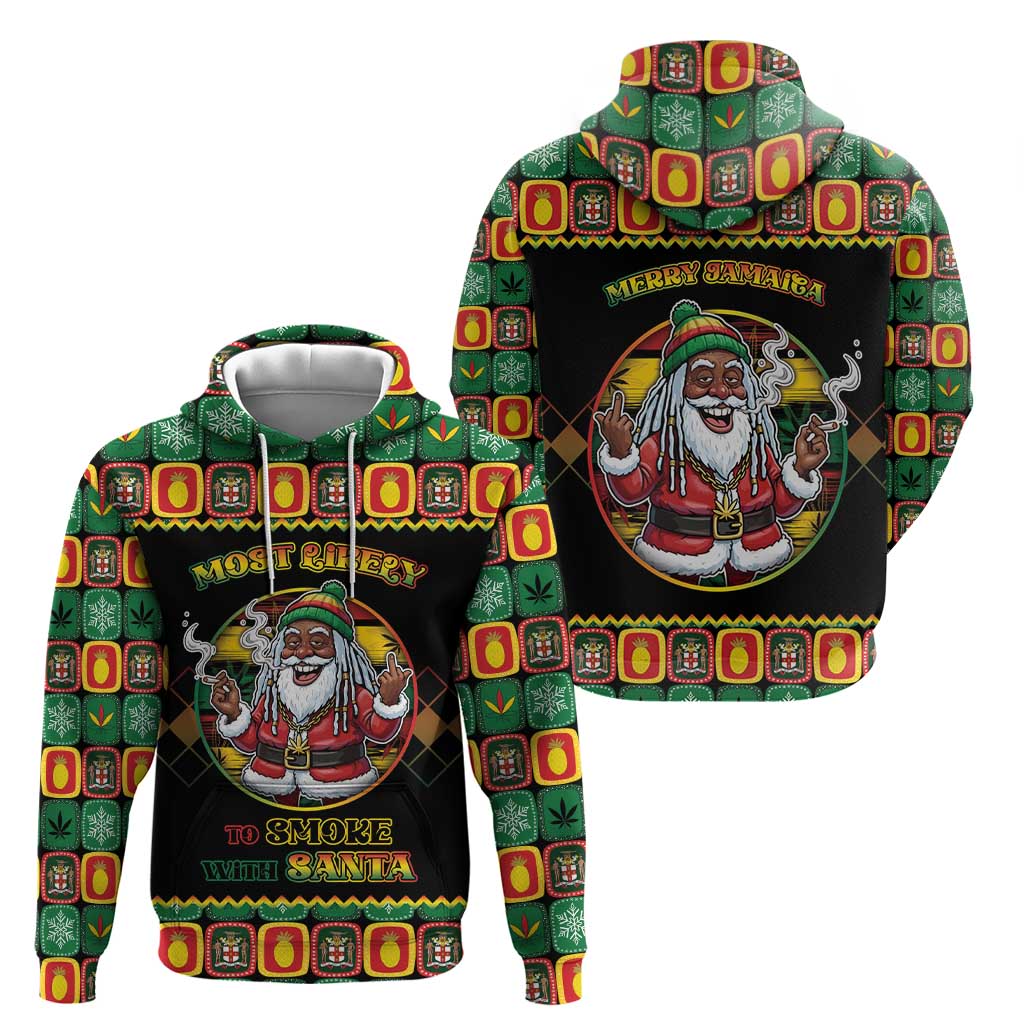 Jamaica Christmas Zip Hoodie Most Likely To Smoke With Santa - Wonder Print Shop